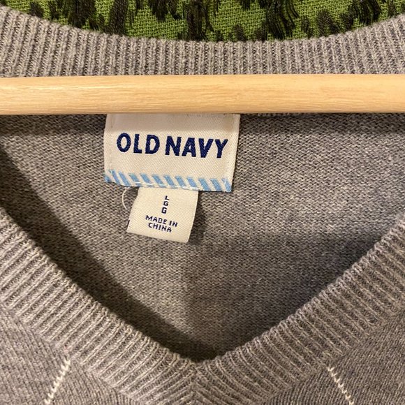 Light & Dark Blue Argyle Sweater Vest - Old Navy - L - Academia/Preppy - Picture 2 of 4